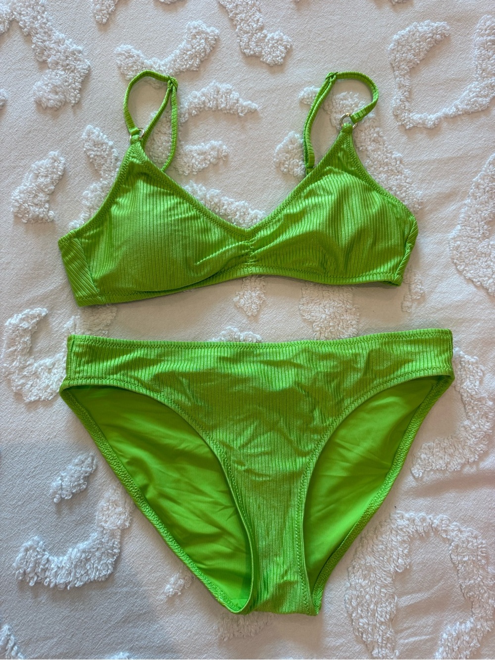 aerie Bright Green Ribbed Bikini Set